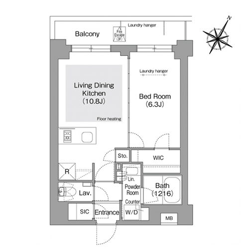 コンフォリア・リヴ文京護国寺(1LDK[A1タイプ]：41.45㎡)の間取り画像
