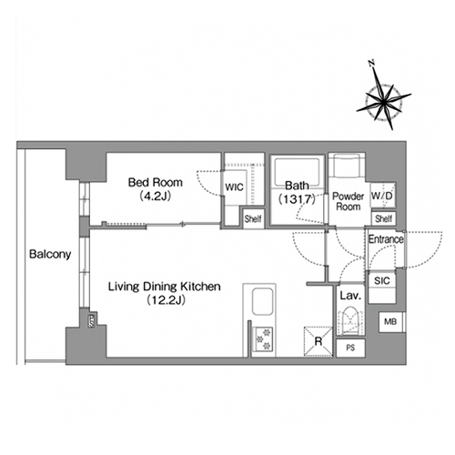 コンフォリア・リヴ八丁堀(1LDK[Eタイプ]：41.10㎡)の間取り画像