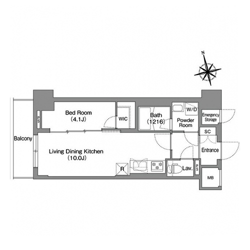 コンフォリア・リヴ南砂町イースト(1LDK[B'タイプ]：36.22㎡)の間取り画像