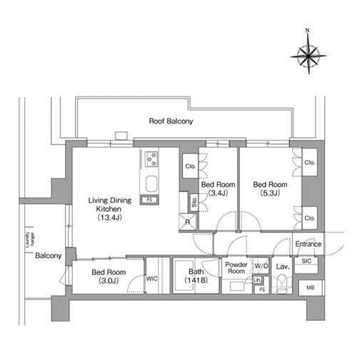 コンフォリア・リヴ大森西(3LDK[w60cタイプ]：60.20㎡)の間取り画像