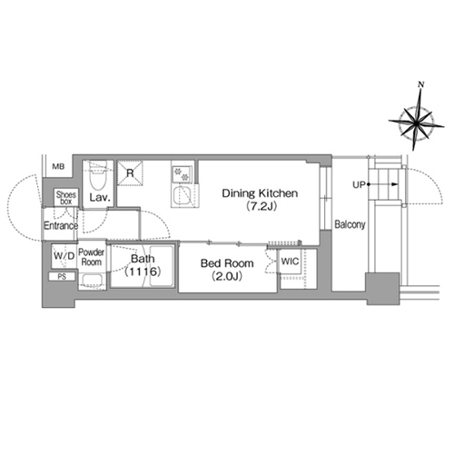 コンフォリア・リヴ大崎(1DK[E2タイプ]：25.11㎡)の間取り画像