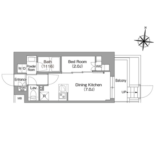コンフォリア・リヴ大崎(1DK[F2タイプ]：25.11㎡)の間取り画像