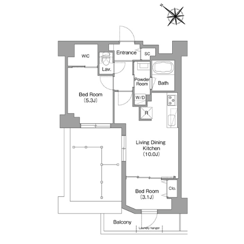 コンフォリア・リヴ豊洲キャナル(2LDK[Gタイプ]：46.22㎡)の間取り画像