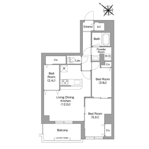 コンフォリア・リヴ豊洲キャナル(3LDK[Kタイプ]：58.32㎡)の間取り画像