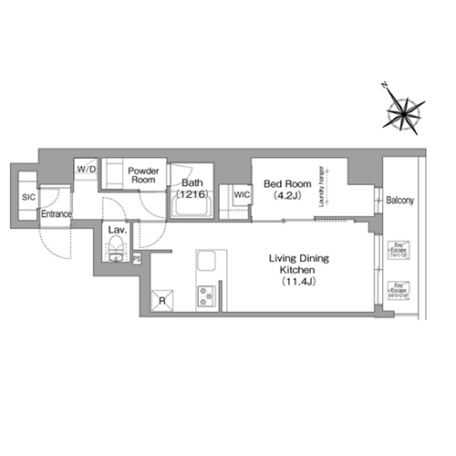 コンフォリア・リヴ上野(1LDK[Cタイプ]：40.22㎡)の間取り画像
