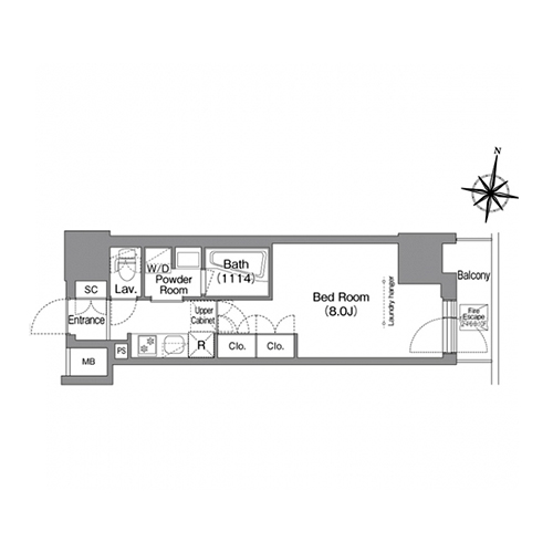 コンフォリア南品川(1K[Bタイプ]：25.74㎡)の間取り画像